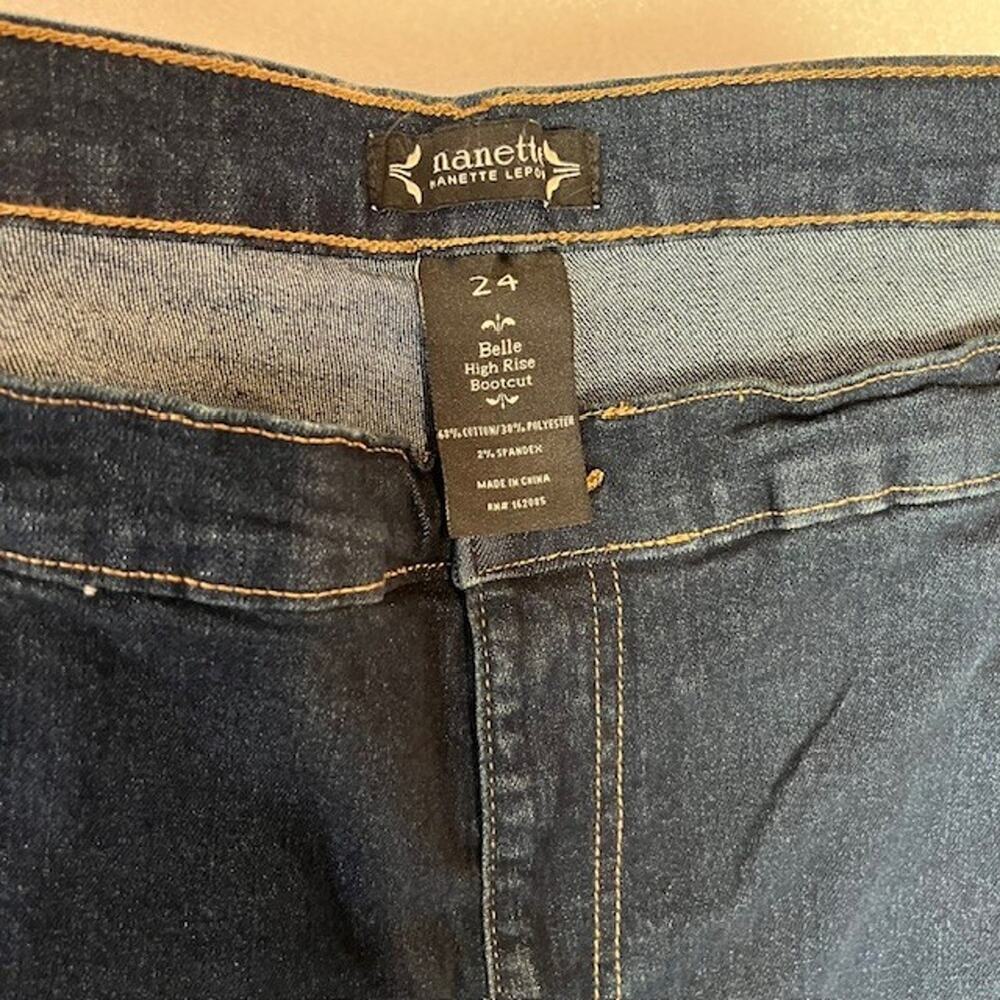 Womens Nanette Lepore Size 24 Belle‎ High Rise Bootcut Jeans Dark Blue Denim